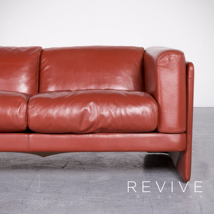 Poltrona Frau La Chapannelle leather sofa Orange by Tito Agnoli real leather two-seater couch #7136