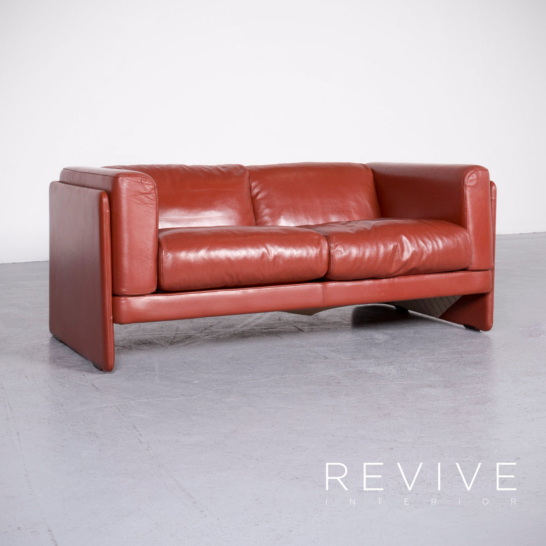 Poltrona Frau La Chapannelle leather sofa Orange by Tito Agnoli real leather two-seater couch #7136