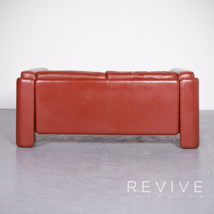 Poltrona Frau La Chapannelle leather sofa Orange by Tito Agnoli real leather two-seater couch #7136