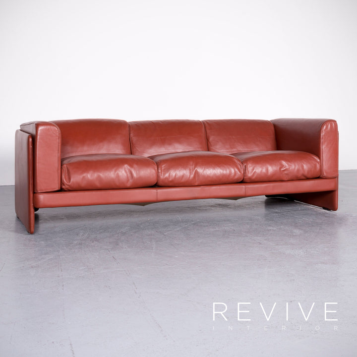 Poltrona Frau Le Capannelle leather sofa Orange by Tito Agnoli genuine leather three-seater couch #7135