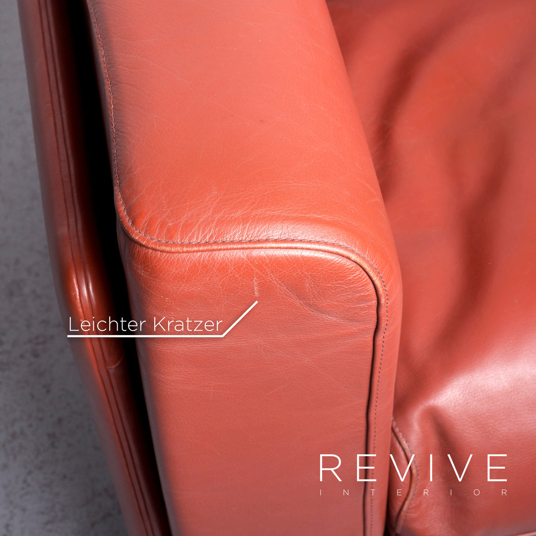 Poltrona Frau Le Capannelle leather sofa Orange by Tito Agnoli genuine leather three-seater couch #7135