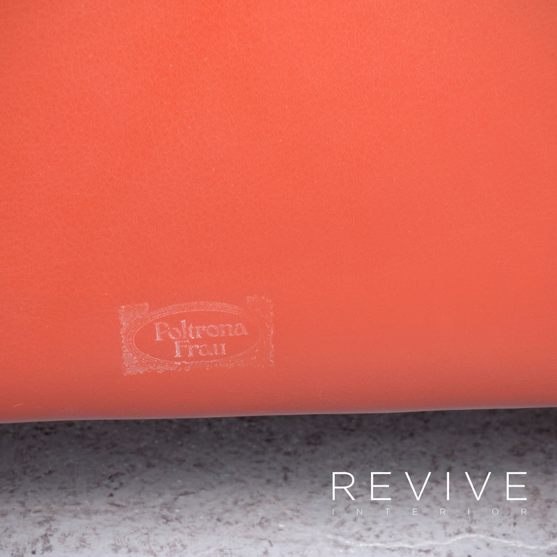 Poltrona Frau Le Chapanelle Designer Leder Sofa Sessel Garnitur Orange by Tito Agnoli Echtleder Zweisitzer Dreisitzer Couch 