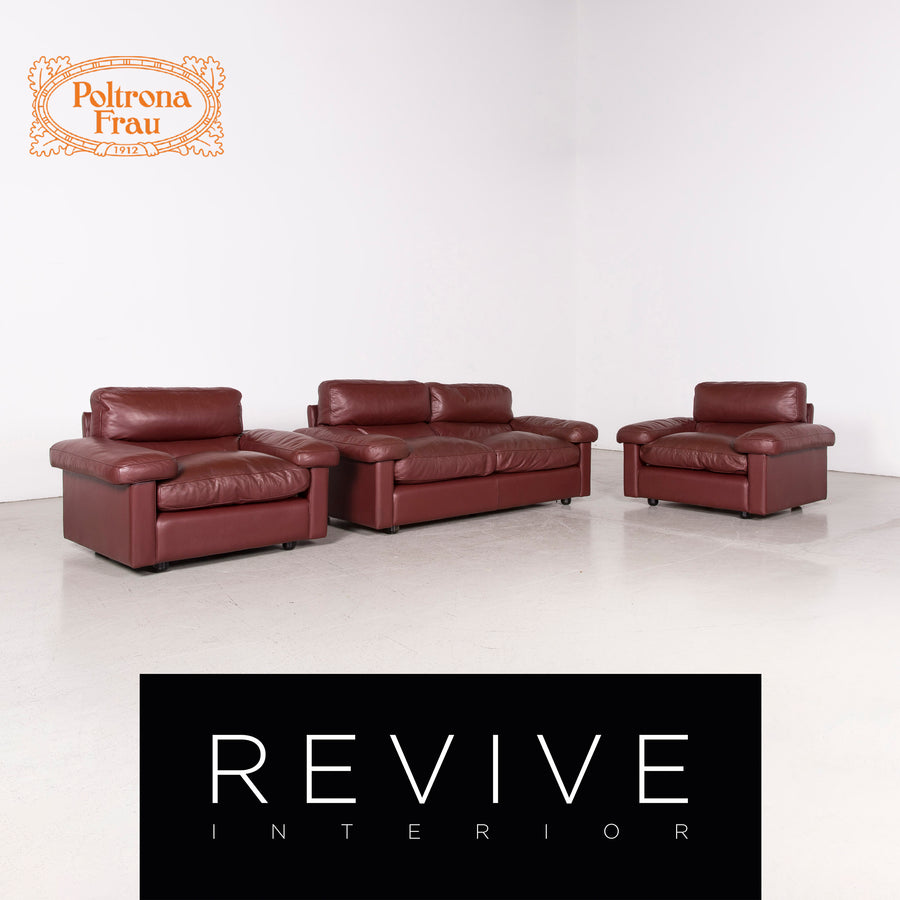 Poltrona Frau Petronio designer leather sofa set red genuine leather two-seater couch #8143