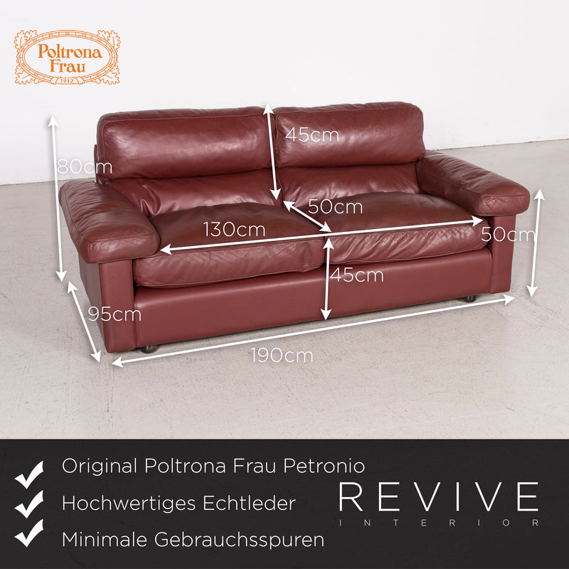 Poltrona Frau Petronio Designer Leder Sofa Garnitur Rot Echtleder Zweisitzer Couch 