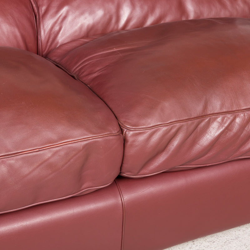 Poltrona Frau Petronio Designer Leder Sofa Garnitur Rot Echtleder Zweisitzer Couch 