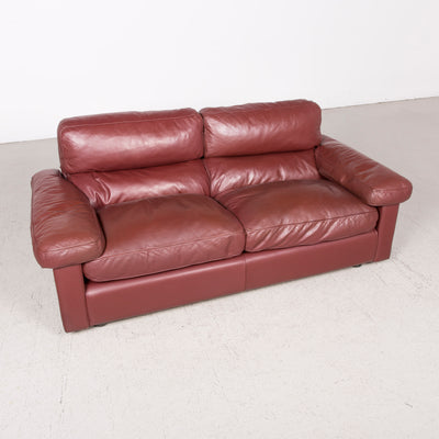 Poltrona Frau Petronio Designer Leder Sofa Garnitur Rot Echtleder Zweisitzer Couch #8143