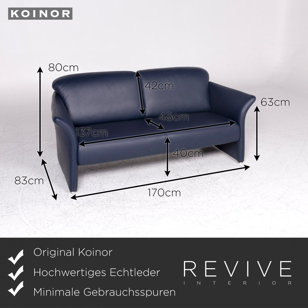 Koinor Leder Sofa Garnitur Blau 1x Dreisitzer 1x Zweisitzer 1x Sessel 1x Hocker #9453