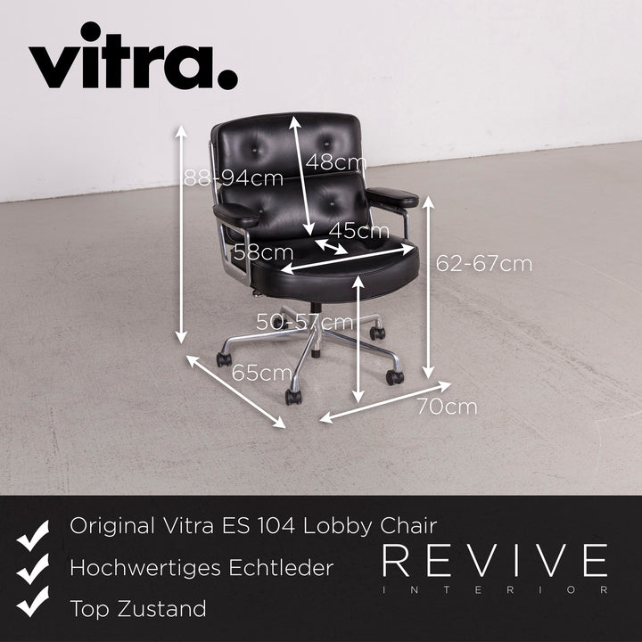 Vitra ES 104 Lobby Chair Designer Leder Sessel Schwarz Echtleder Zwei Stück #8478