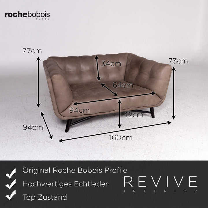 Roche Bobois Profile Roberto Tapinassi & Maurizio Manzoni Leder Sofa Beige Zweisitzer Couch #9482