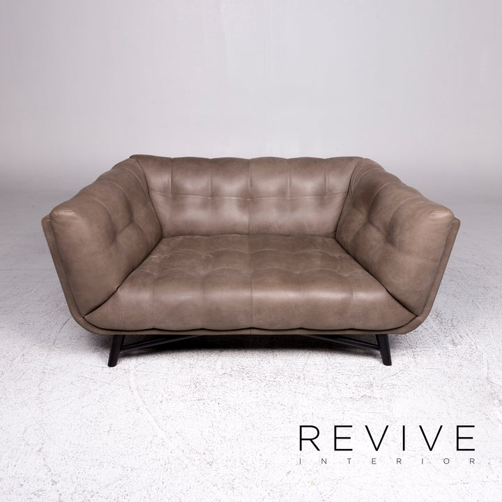 Roche Bobois Profile Roberto Tapinassi &amp; Maurizio Manzoni Leather Sofa Beige Two Seater Couch #9482