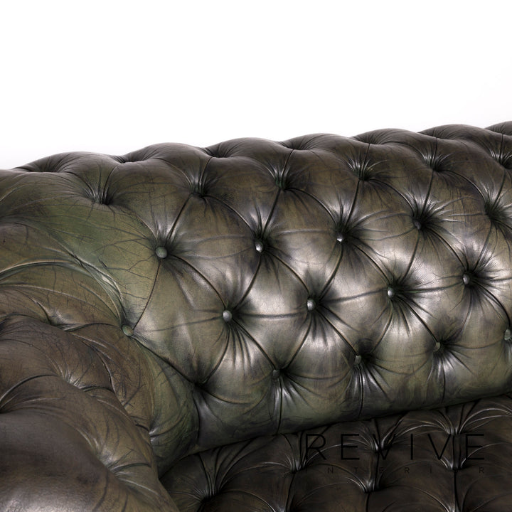 Rochester Chesterfield Leather Sofa Green Two Seater Couch #8976