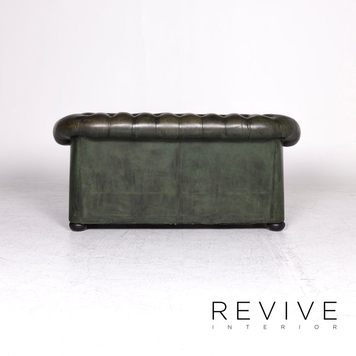 Rochester Chesterfield Leather Sofa Green Two Seater Couch #8976