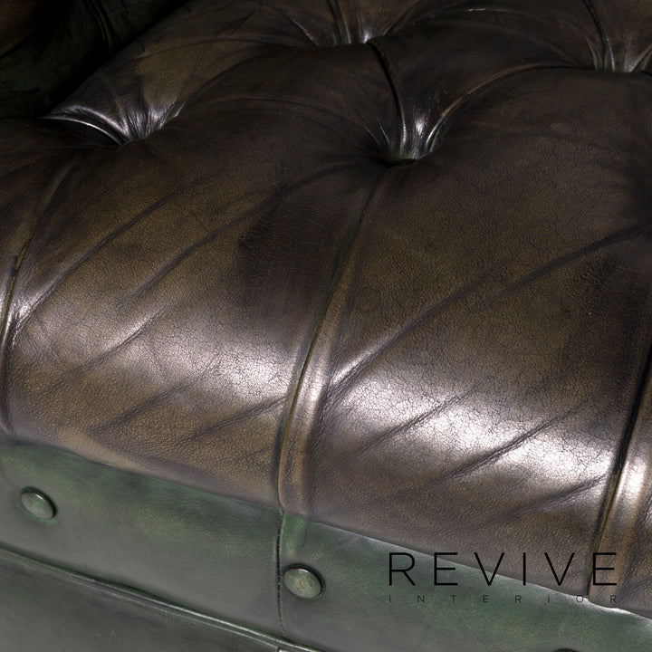 Rochester Chesterfield Leather Sofa Green Two Seater Couch #8976