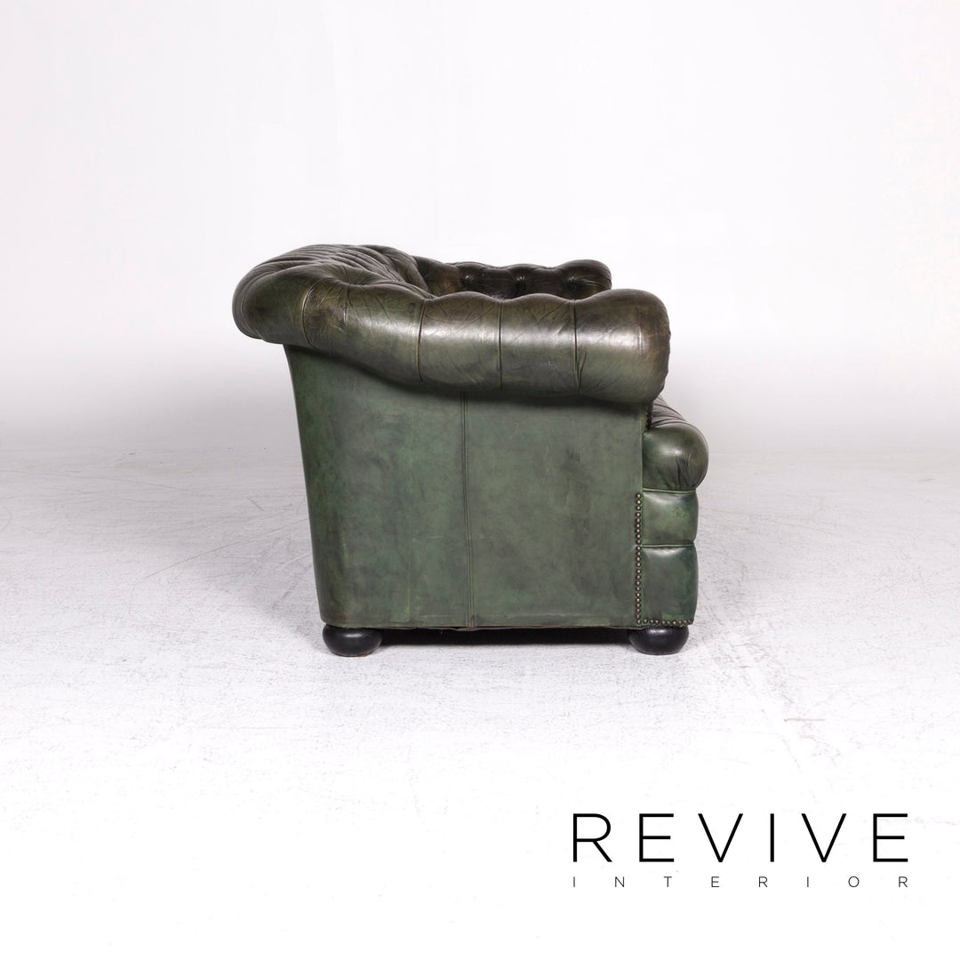 Rochester Chesterfield Leather Sofa Green Two Seater Couch #8976