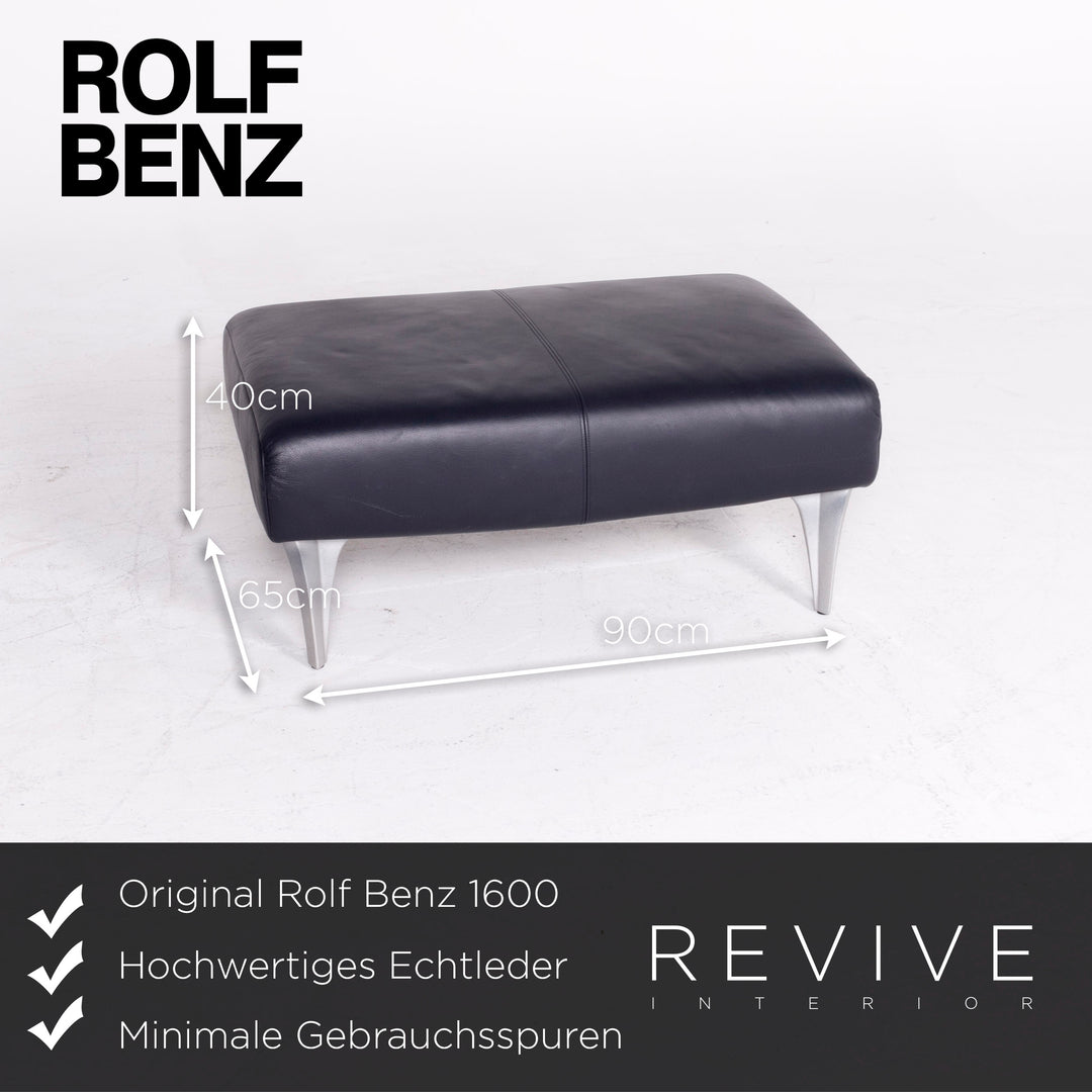 Rolf Benz 1600 Designer Leder Sofa Hocker Garnitur Blau Echtleder Dreisitzer Couch #8718