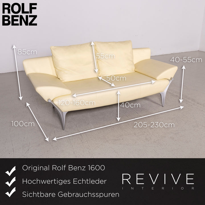 Rolf Benz 1600 Designer Leder Sofa Beige Zweisitzer Echtleder Couch #8285