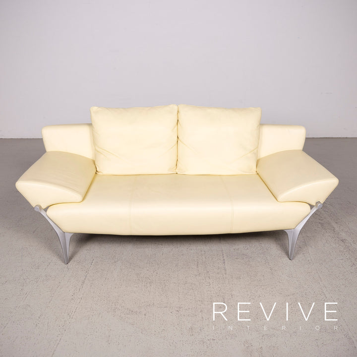 Rolf Benz 1600 Designer Leder Sofa Beige Zweisitzer Echtleder Couch #8285