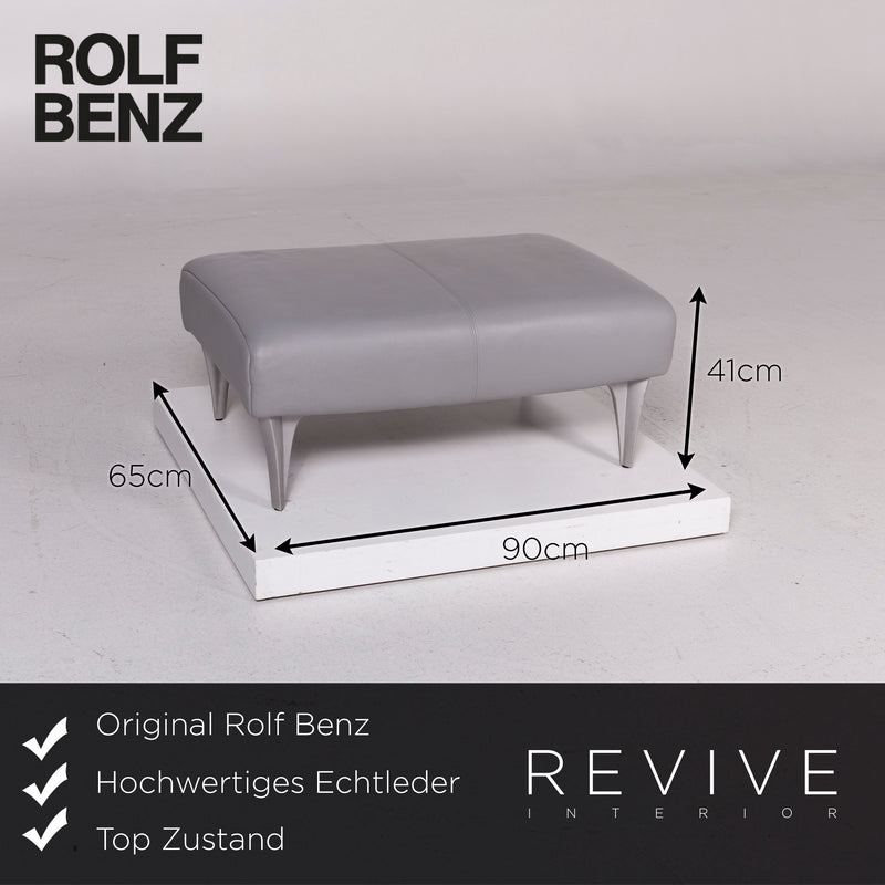 Rolf Benz 1600 Leder Hocker Grau 