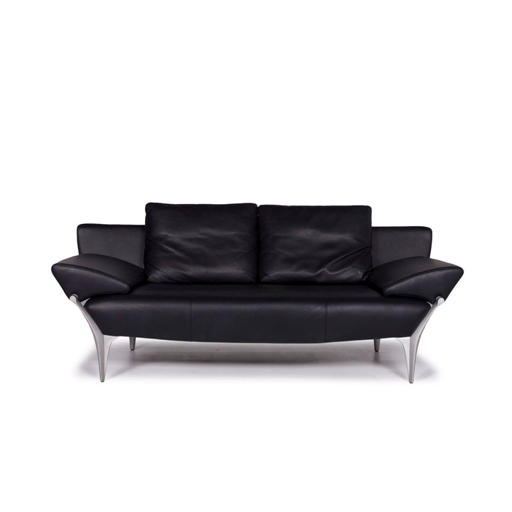 Rolf Benz 1600 leather sofa blue dark blue two-seater function couch #10831