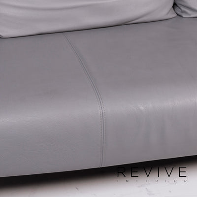Rolf Benz 1600 Leder Sofa Garnitur Grau Dreisitzer Zweisitzer Hocker #11465