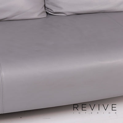 Rolf Benz 1600 Leder Sofa Grau Zweisitzer #11269