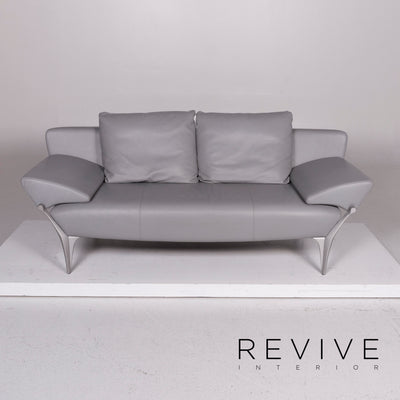 Rolf Benz 1600 Leder Sofa Grau Zweisitzer #11269