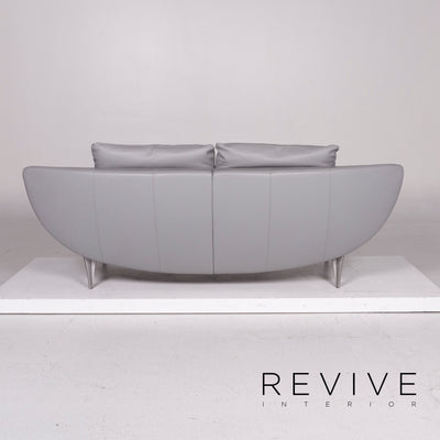 Rolf Benz 1600 Leder Sofa Grau Zweisitzer #11269