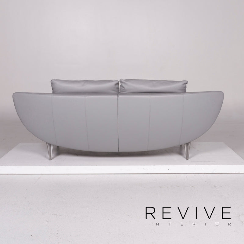 Rolf Benz 1600 Leder Sofa Grau Zweisitzer 