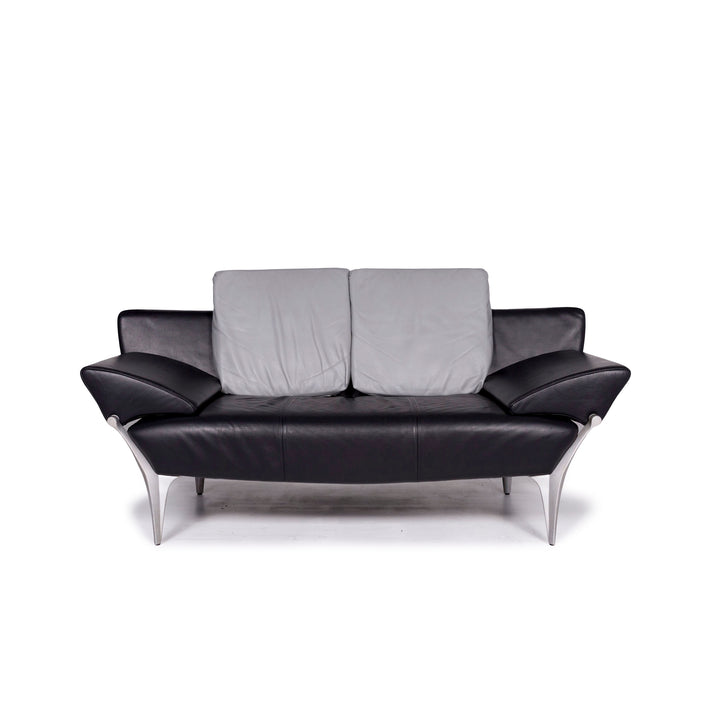 Rolf Benz 1600 Leder Sofa Schwarz Zweisitzer Funktion Couch #10915