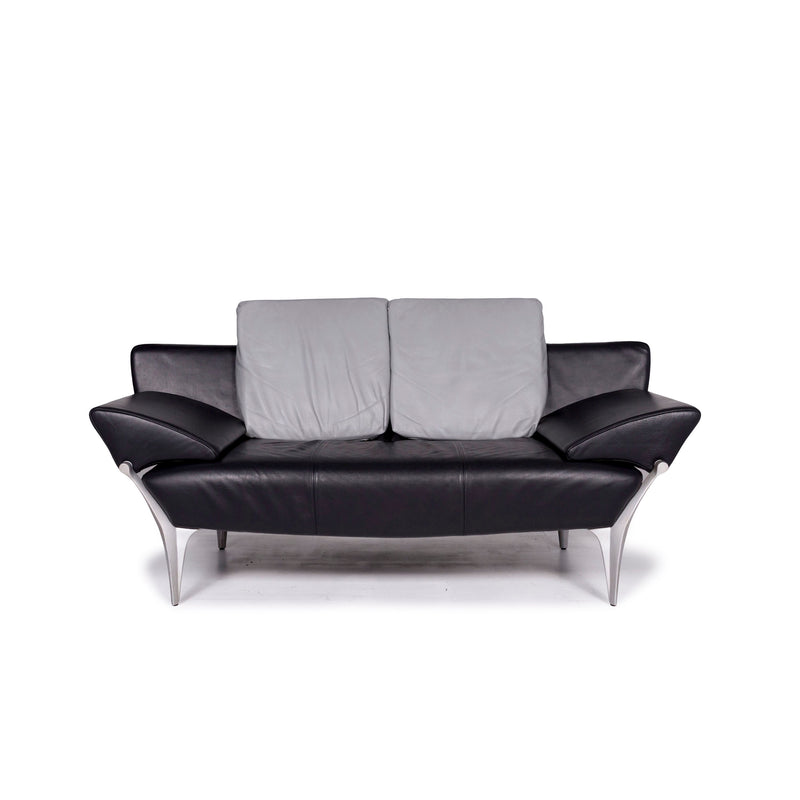 Rolf Benz 1600 Leder Sofa Schwarz Zweisitzer Funktion Couch 