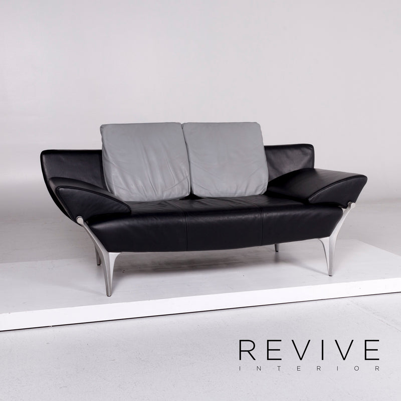 Rolf Benz 1600 Leder Sofa Schwarz Zweisitzer Funktion Couch 