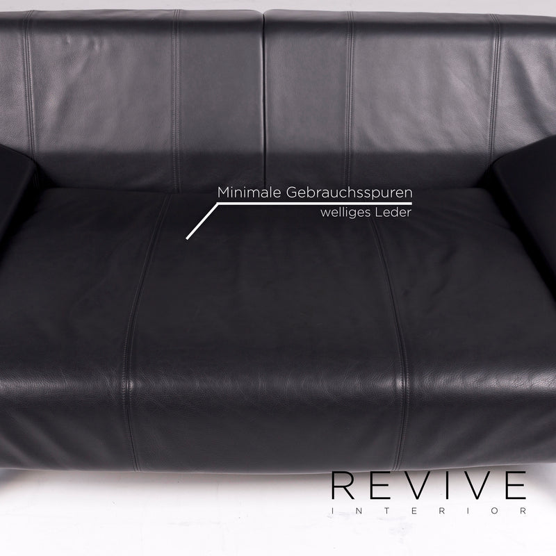Rolf Benz 1600 Leder Sofa Schwarz Zweisitzer Funktion Couch 