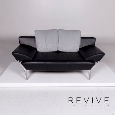 Rolf Benz 1600 Leder Sofa Schwarz Zweisitzer Funktion Couch #10915
