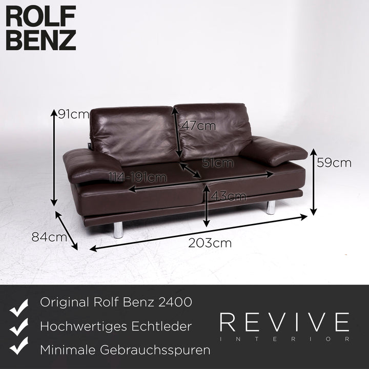 Rolf Benz 2400 Leder Sofa Braun Zweisitzer Couch #9067