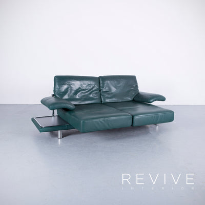 Rolf Benz 2400 Leder Sofa Grün Zweisitzer Couch Funktion Echtleder #5817