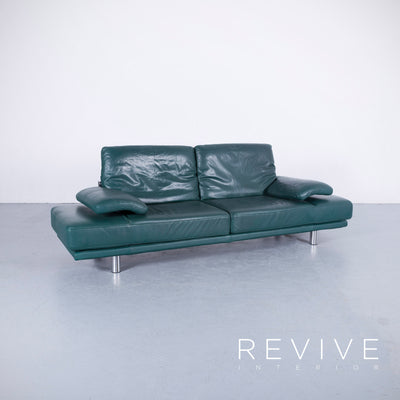 Rolf Benz 2400 Leder Sofa Grün Zweisitzer Couch Funktion Echtleder #5817