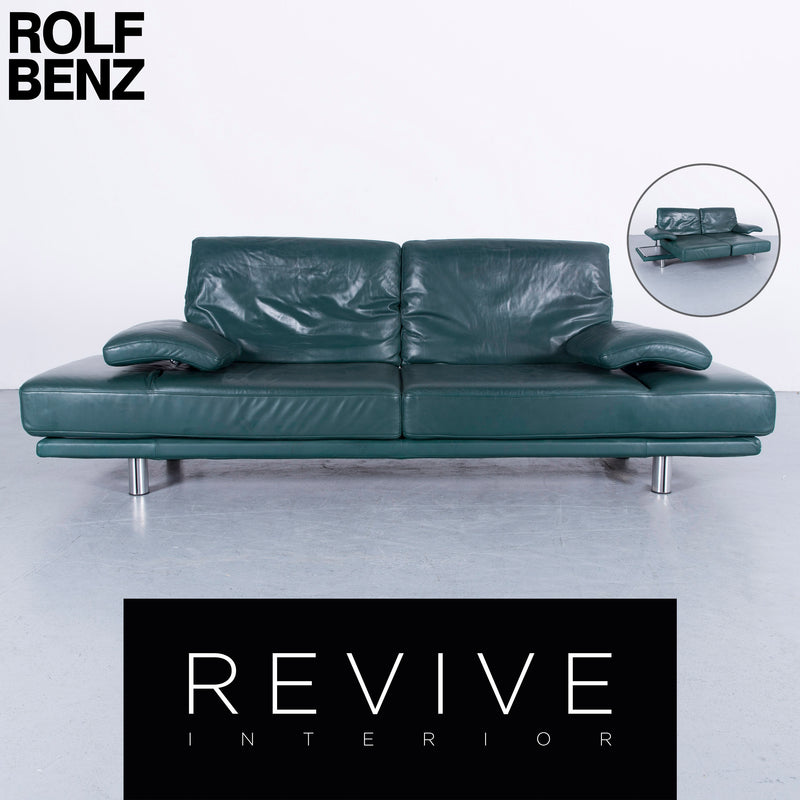 Rolf Benz 2400 Leder Sofa Grün Zweisitzer Couch Funktion Echtleder 