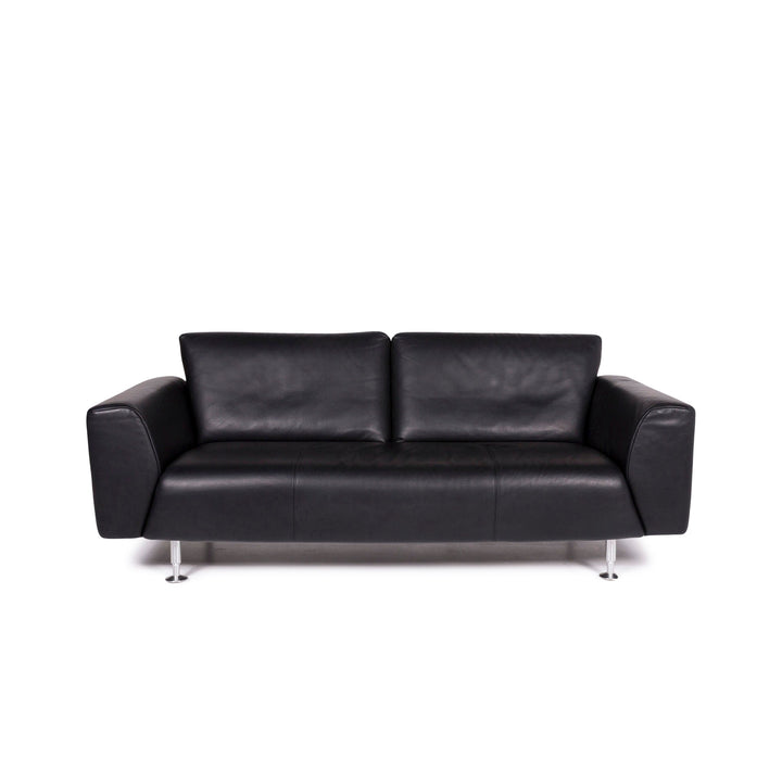 Rolf Benz 250 Leather Sofa Black Three Seater Couch #11436