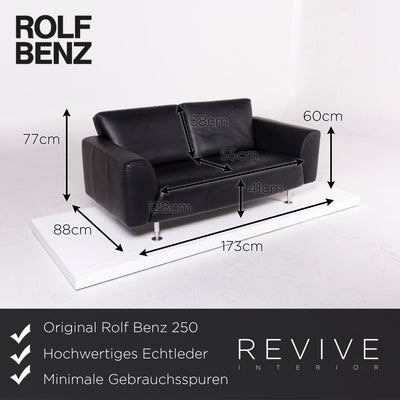 Rolf Benz 250 Leder Sofa Schwarz Dreisitzer Couch #11437
