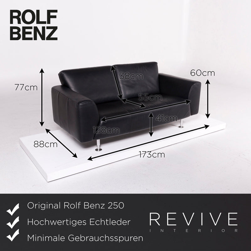 Rolf Benz 250 Leder Sofa Schwarz Dreisitzer Couch 