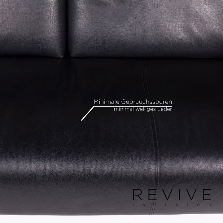 Rolf Benz 250 Leder Sofa Schwarz Dreisitzer Couch #11437