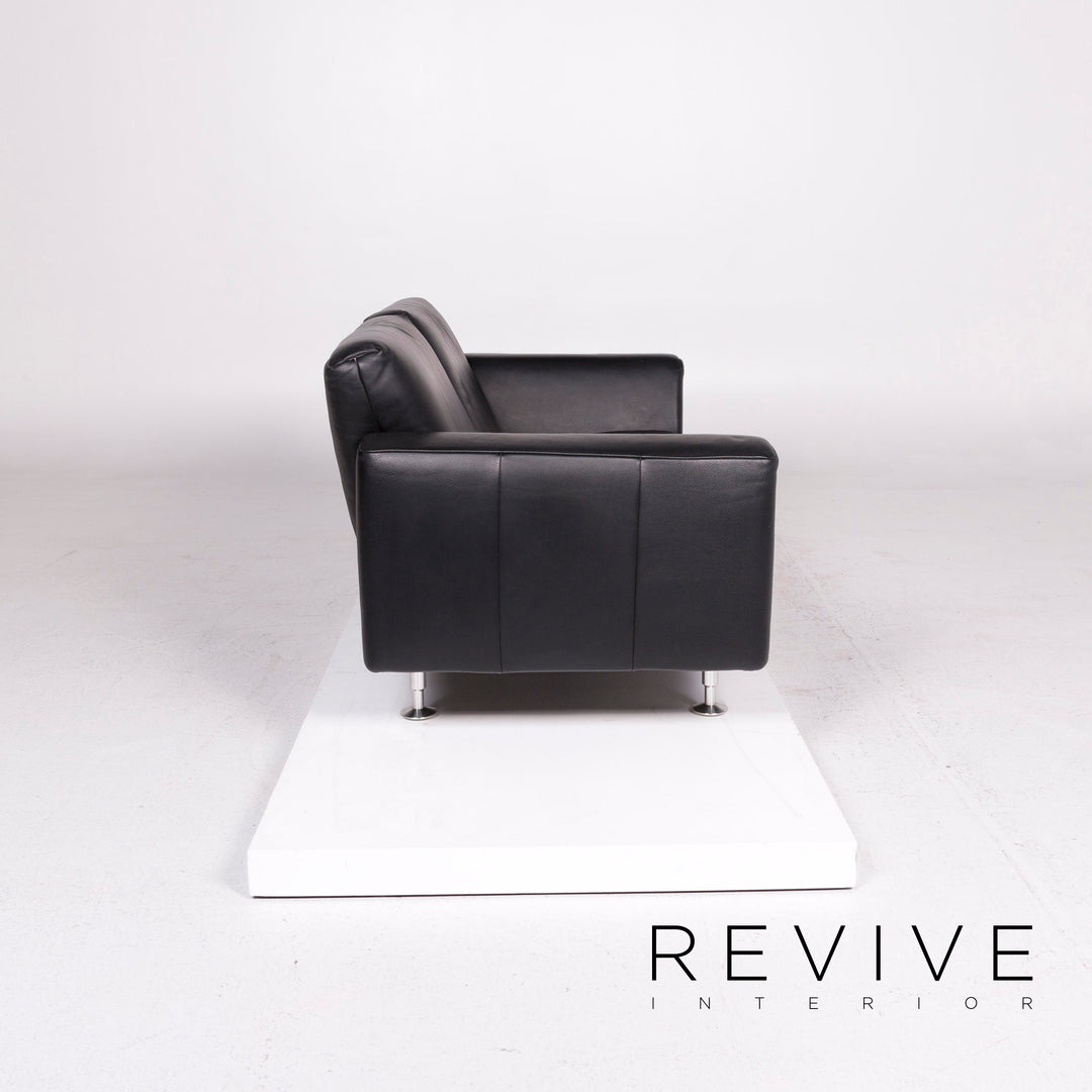 Rolf Benz 250 Leder Sofa Schwarz Dreisitzer Couch #11437