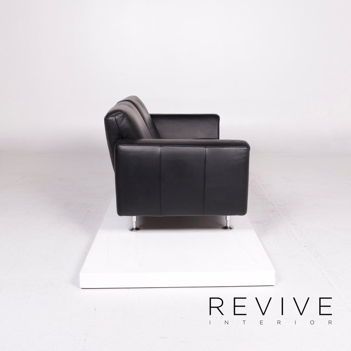 Rolf Benz 250 Leder Sofa Schwarz Dreisitzer Couch #11437
