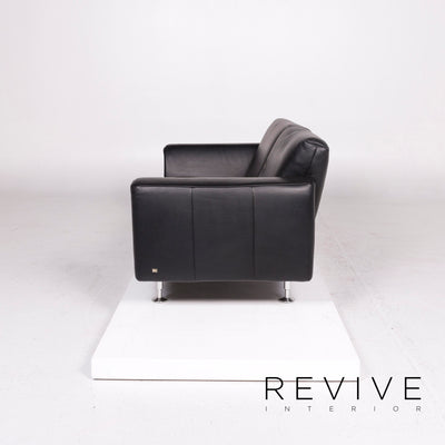 Rolf Benz 250 Leder Sofa Schwarz Dreisitzer Couch #11437