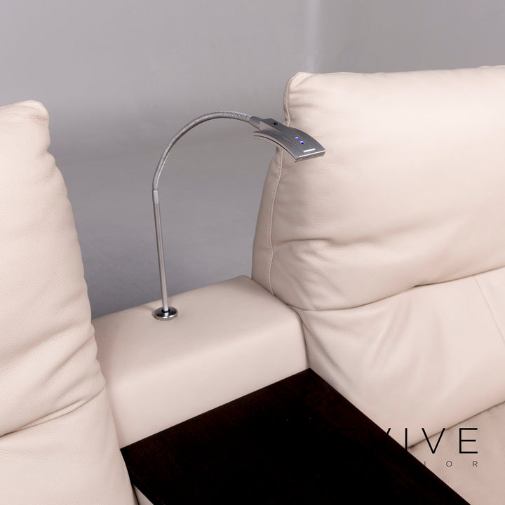 Mondo Veniro leather sofa cream two-seater lamp relax function couch #10221