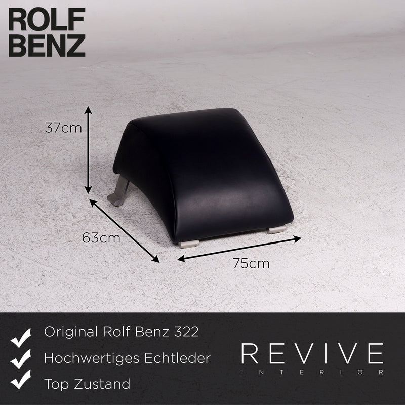 Rolf Benz 322 Designer Leder Sofa Garnitur Dunkelblau 1x Zweisitzer 1x Sessel inkl. Hocker 