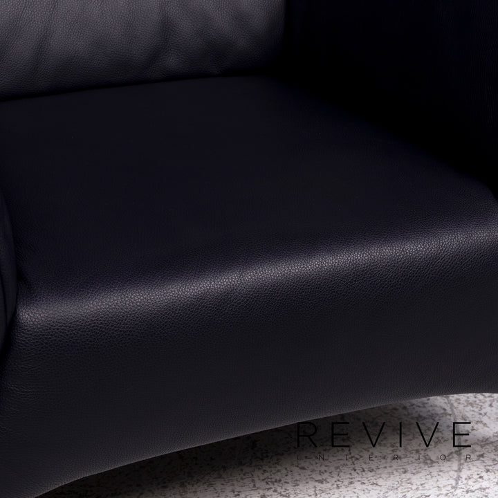 Rolf Benz 322 leather armchair incl. stool dark blue #9774