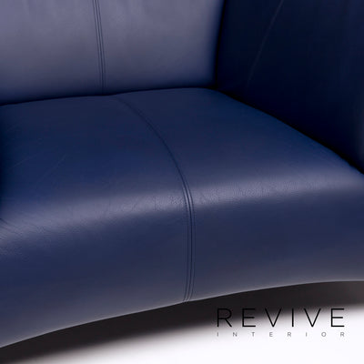 Rolf Benz 322 Leder Sofa Garnitur Blau 1x Zweisitzer 1x Sessel #10652