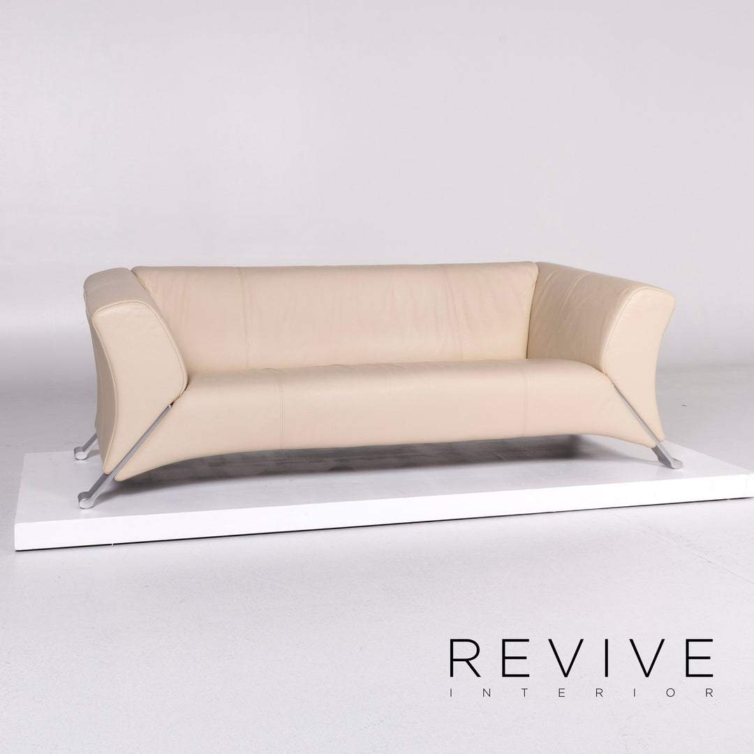 Rolf Benz 322 Leder Sofa Garnitur Beige Dreisitzer Zweisitzer Hocker #10830