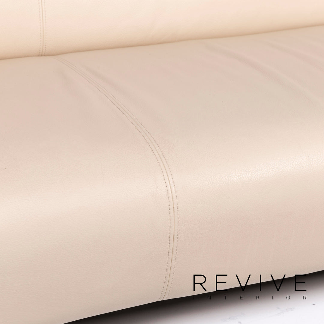 Rolf Benz 322 Leder Sofa Garnitur Beige Dreisitzer Zweisitzer Hocker #10830